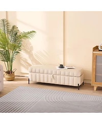 Velvet Upholstered Storage Bench with Flip Top Hidden Compartment for Bedroom, Living Room, Entryway or Window Seat-The Pop Home