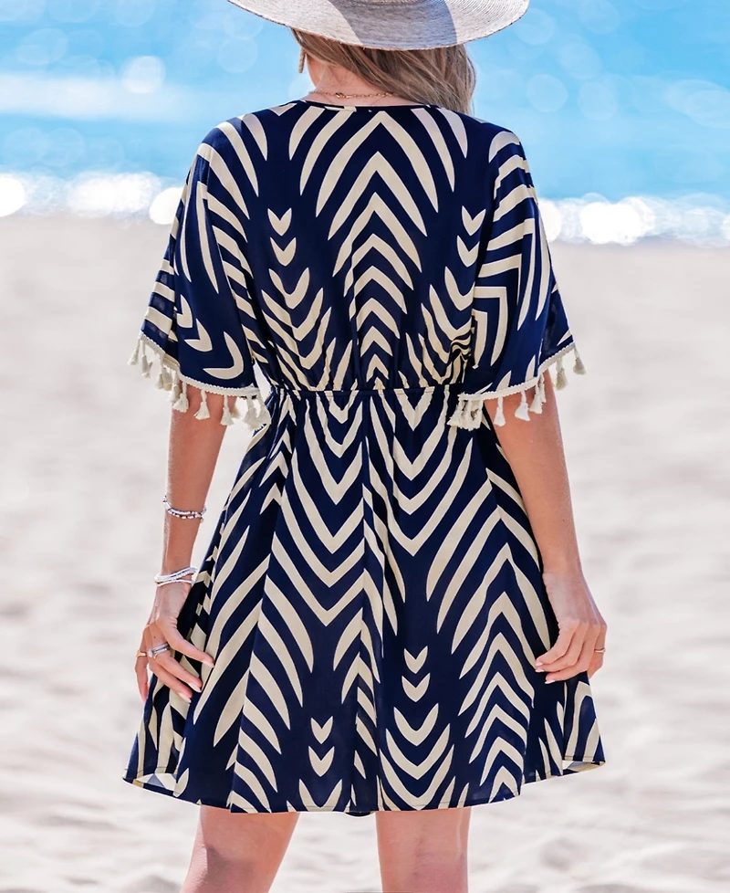 Cupshe Women's Tropic Oasis Abstract Mini Beach Dress
