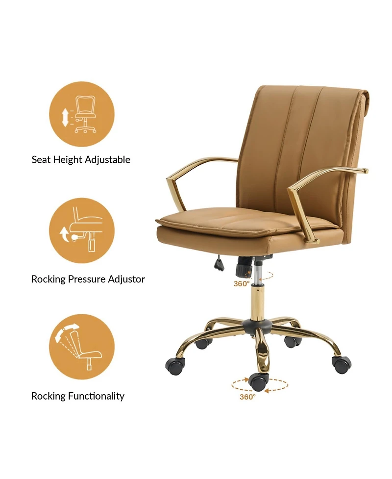 Gabriela Modern Rocking Tilting Office Chair with 360-degree Swivel Base