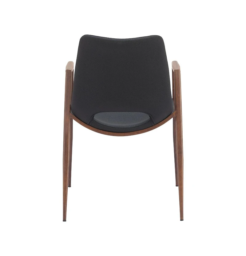 Set of Two Upholstered Faux Leather Open Back Dining Arm Chairs