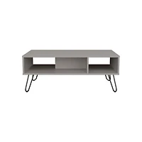 Selma Coffee Table with 4 Legs and 2 Shelves, Taupe