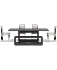 Tivie 6-Pc. Dining Set (Rectangular Table, 4 Wood Chairs & Bench)