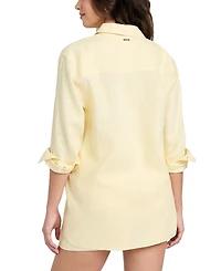 Guess Women's Long-Sleeve Linen Button-Up Shirt