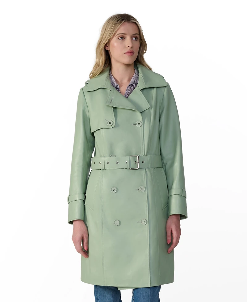 Furniq Uk Women's Leather Trench Coat, Created for Macy's