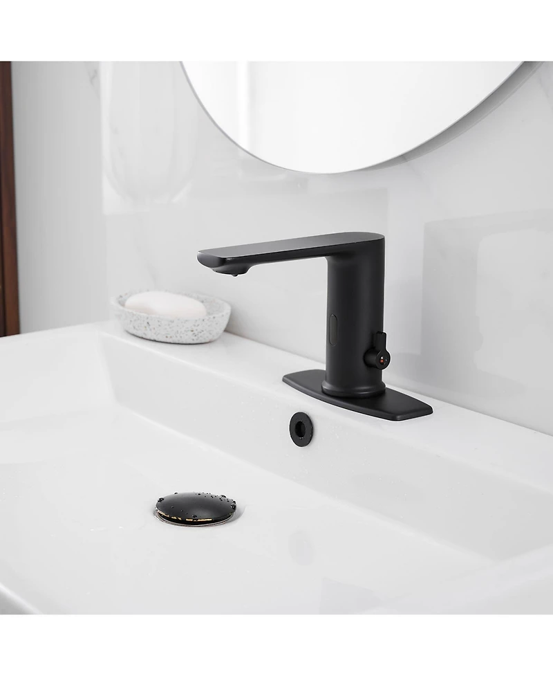 Automatic Sensor Touchless Single Hole Bathroom Sink Faucet With Temperature Mixing Valve