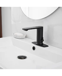 Automatic Sensor Touchless Single Hole Bathroom Sink Faucet With Temperature Mixing Valve