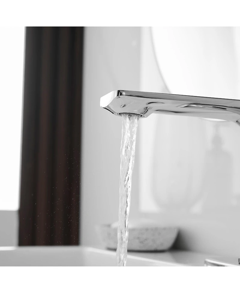 Automatic Sensor Touchless Single Hole Bathroom Sink Faucet With Temperature Mixing Valve In
