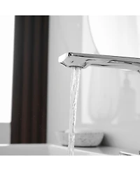 Automatic Sensor Touchless Single Hole Bathroom Sink Faucet With Temperature Mixing Valve In