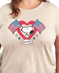 Hybrid Apparel Plus Peanuts Snoopy American Flag Heart Graphic T-Shirt