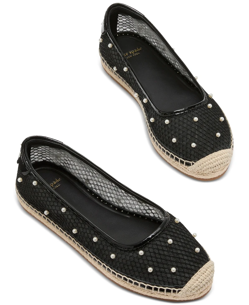 kate spade new york Women's Pearl Fishnet Espadrille Flats