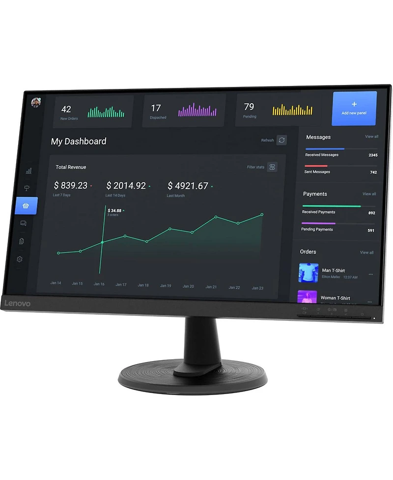 Lenovo D24-40 23.8" 16:9 Full Hd Va Wled Lcd Monitor, Raven Black