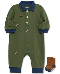 Little Me Baby Boys Football Coverall & Socks, 2 Piece Set
