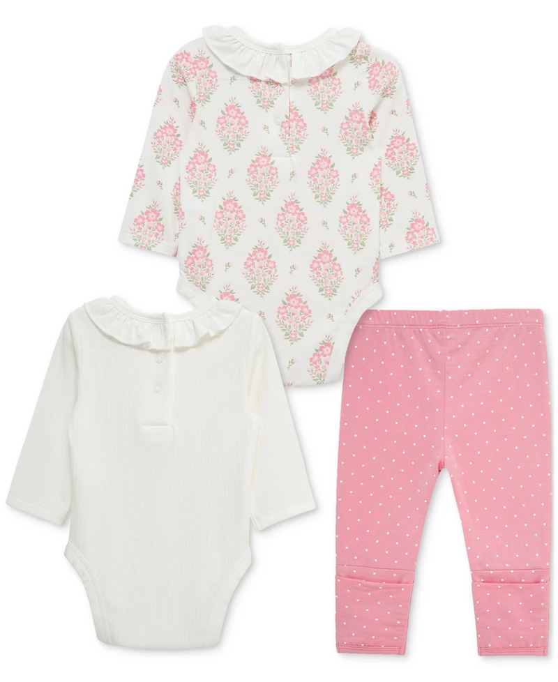 Little Me Baby Girls Floral Bodysuits & Pants, 3 Piece Set