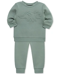 Little Me Baby Boys Dino Sweatshirt & Pants, 2 Piece Set