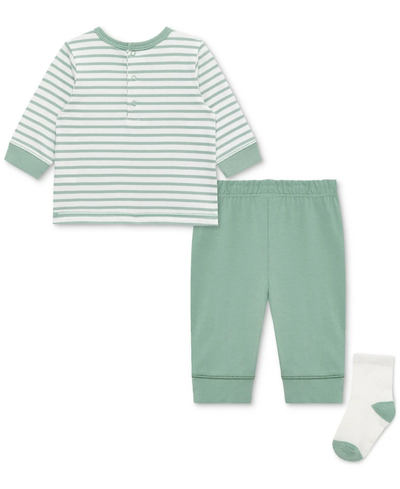 Little Me Baby Boys Jungle Striped T-Shirt, Jogger Pants & Socks, 3 Piece Set