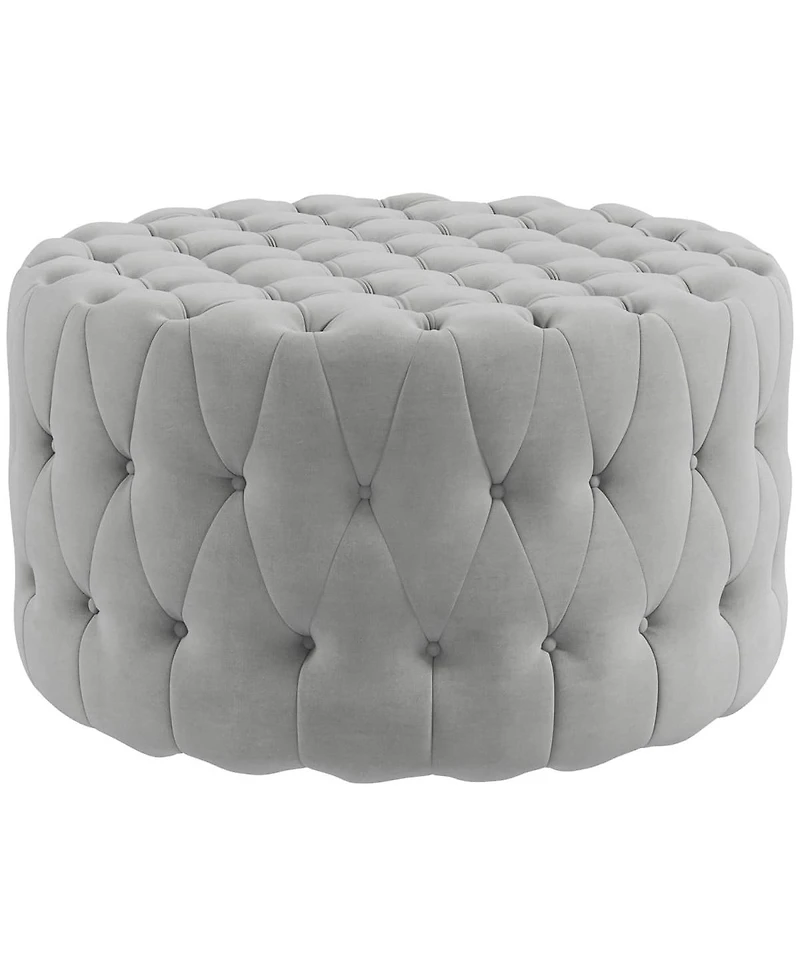 Round Tufted Ottoman Coffee Table with Velvet Upholstery Upholstered Foot Stool for Living Room Entryway or Bedroom Vanity Seating-The Pop Home