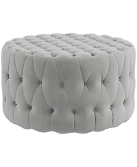 Round Tufted Ottoman Coffee Table with Velvet Upholstery Upholstered Foot Stool for Living Room Entryway or Bedroom Vanity Seating-The Pop Home