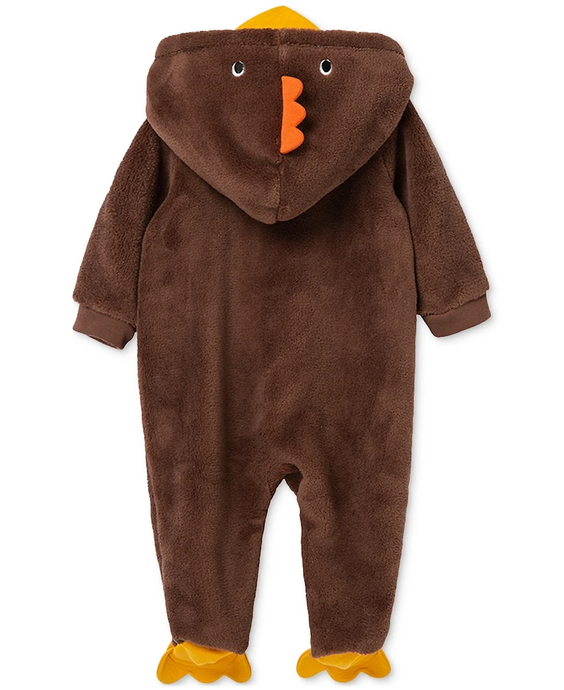 Little Me Baby Turkey Minky Fleece Footed Coverall