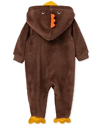 Little Me Baby Turkey Minky Fleece Footed Coverall