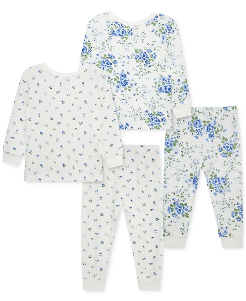 Little Me Baby Girls Toile Pajamas, 4 Piece Set