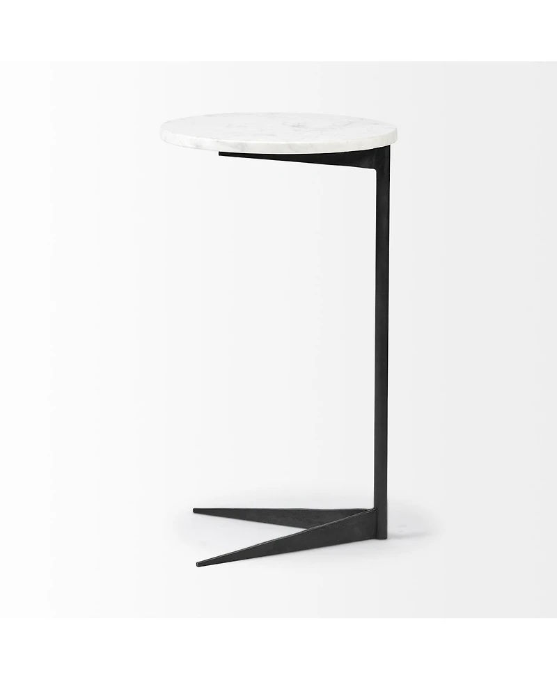 Luxurious Round Marble End Table with Sleek Metal Base