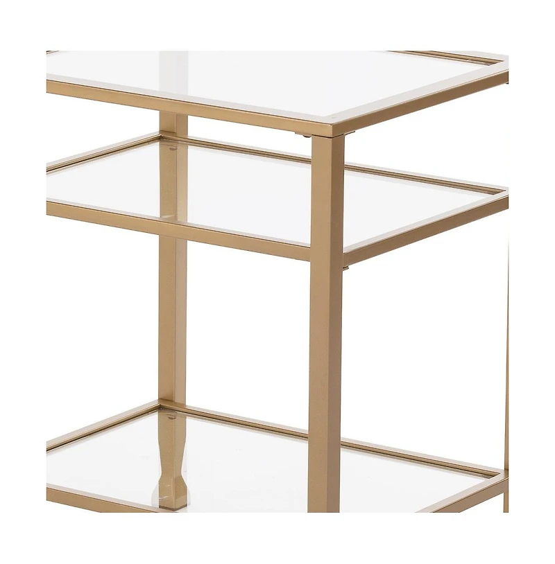 Stylish Rectangular End Table with Two Shelves for Home or Office Use