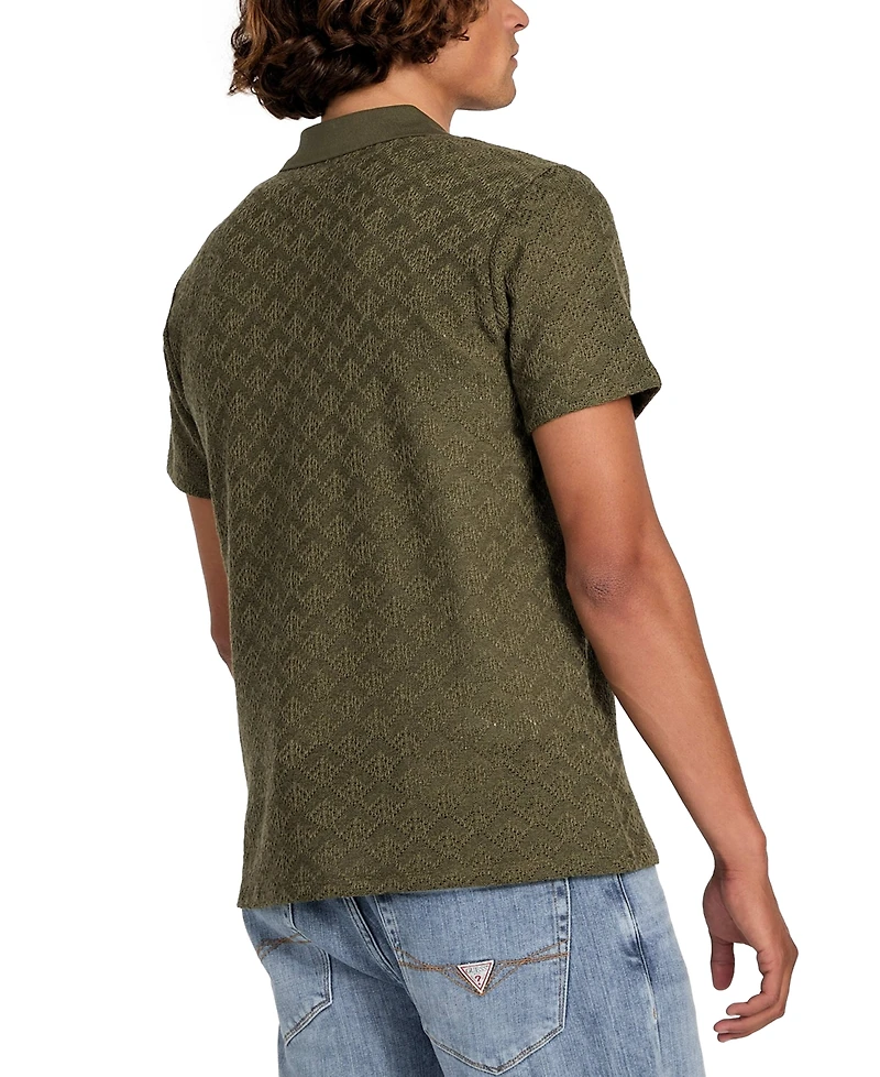 Guess Men's Logan Short Sleeve Knit Polo Shirt