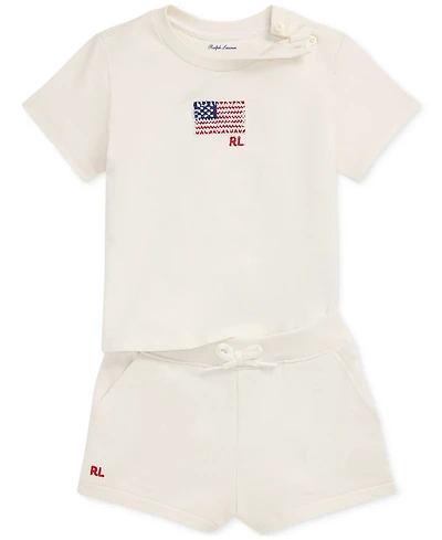 Polo Ralph Lauren Baby Girls Jersey Tee & French Terry Shorts Set
