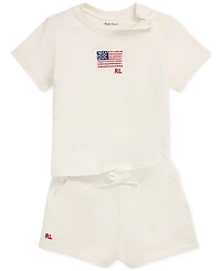 Polo Ralph Lauren Baby Girls Jersey Tee & French Terry Shorts Set