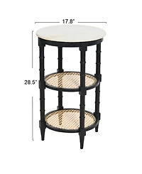 Creative Co-op 17.7" Solid Wood Natural Cane Round End Table