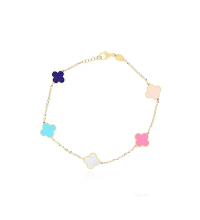 The Lovery Mini Pastel Mixed Clover Bracelet 14K Gold