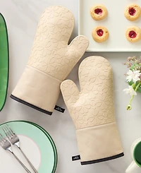 kate Spade new york Flower Soft Silicone Oven Mitt Set, 7" x 13"
