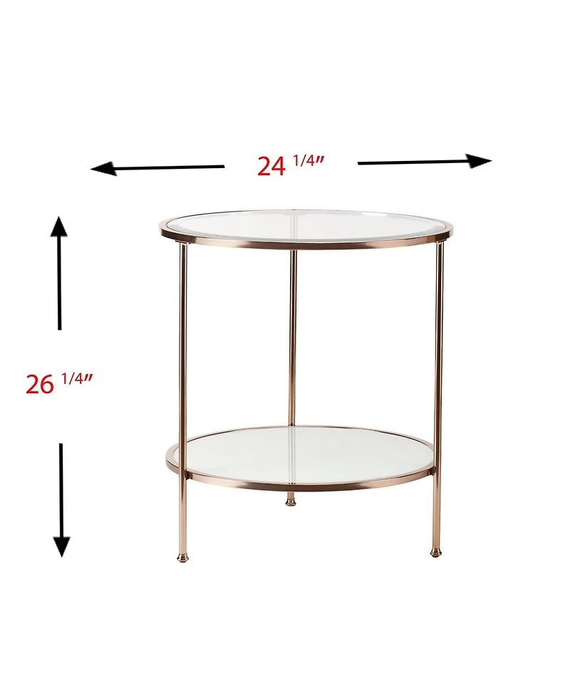 Round End Table with Shelf for Living Room or Bedroom Storage