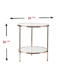 Round End Table with Shelf for Living Room or Bedroom Storage