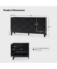Silakan 60" 4-Doors Sideboard with Solid Wood Legs