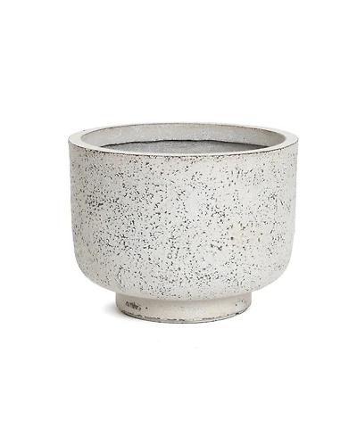 LuxenHome Rustic White with Gray -Inch Tall Round MgO Planter