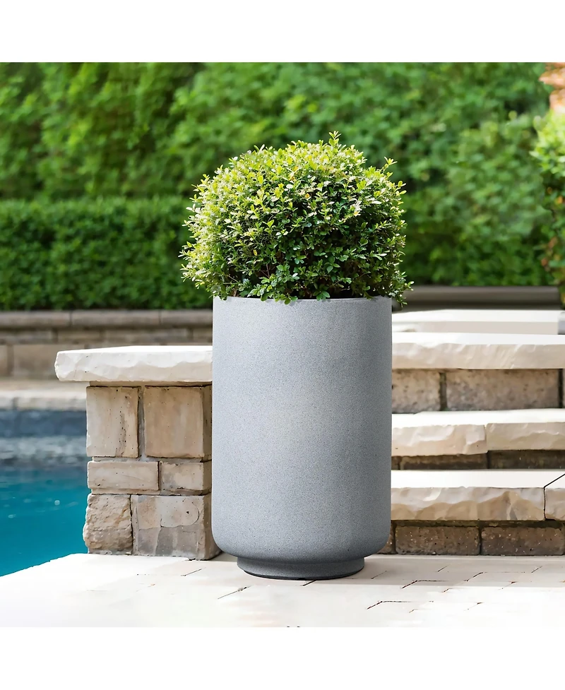 LuxenHome Minimalistic Modern Gray -Inch Tall Round MgO Planter