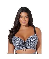 Swimsuits for All Women's Bra Tie Front Longline Underwire Bikini Top
