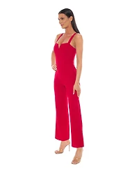 Bebe Women's Scuba Crepe Jumpsuit With Strap