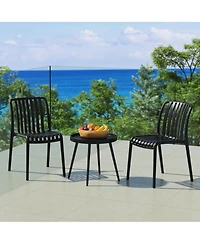 3-Piece Outdoor Patio Bistro Balcony Furniture Set With Stackable Chairs