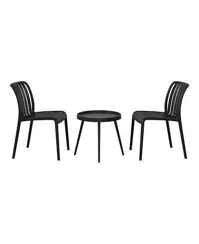 3-Piece Outdoor Patio Bistro Balcony Furniture Set With Stackable Chairs