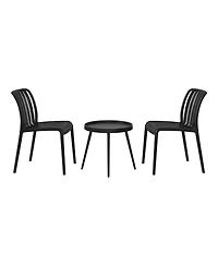 3-Piece Outdoor Patio Bistro Balcony Furniture Set With Stackable Chairs
