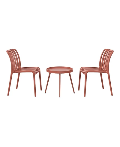 3-Piece Outdoor Patio Bistro Balcony Furniture Set With Stackable Chairs