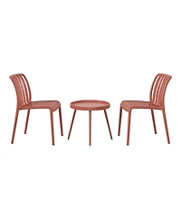 3-Piece Outdoor Patio Bistro Balcony Furniture Set With Stackable Chairs