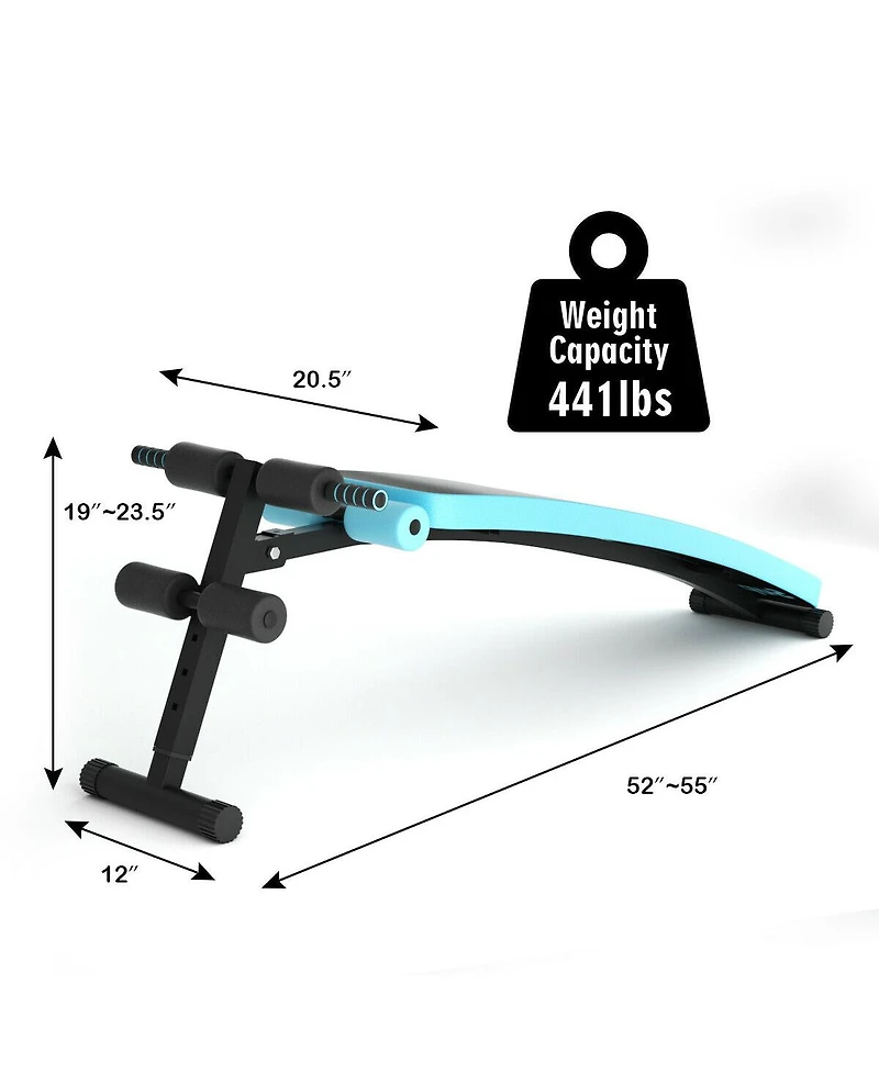 Folding Weight Bench Adjustable Sit-up Board Workout Slant Bench-Blue