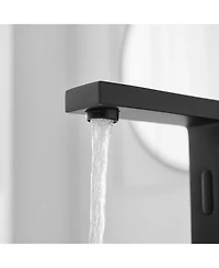 Automatic Sensor Touchless Bathroom Sink Faucet With Deck Plate In Matte Black