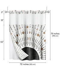 Americanflat 72x75 Hookless Shower Curtain - Abstract Black Bronze Shower Curtain with Sheer Panel, Snap-In Liner, and Grommets - 100% Polyester