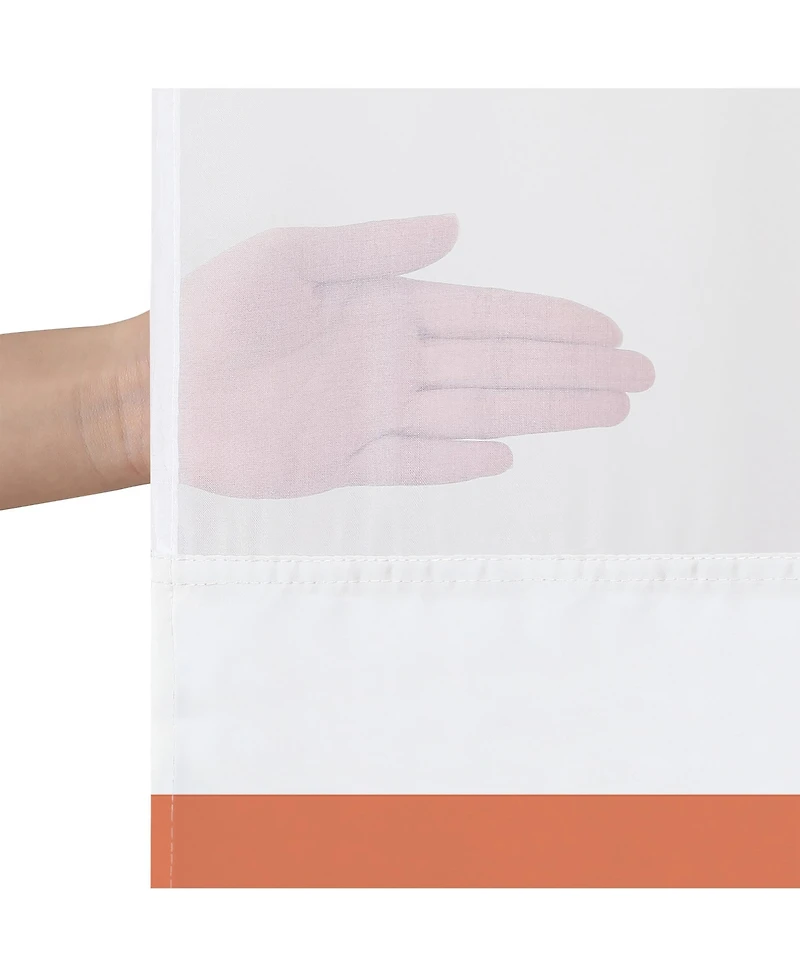 Americanflat 72x75 Hookless Shower Curtain - Abstract Pink Green Orange Shower Curtain with Sheer Panel, Snap-In Liner, and Grommets