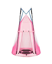 2-in-1 40 Inch Kids Hanging Chair Detachable Swing Tent