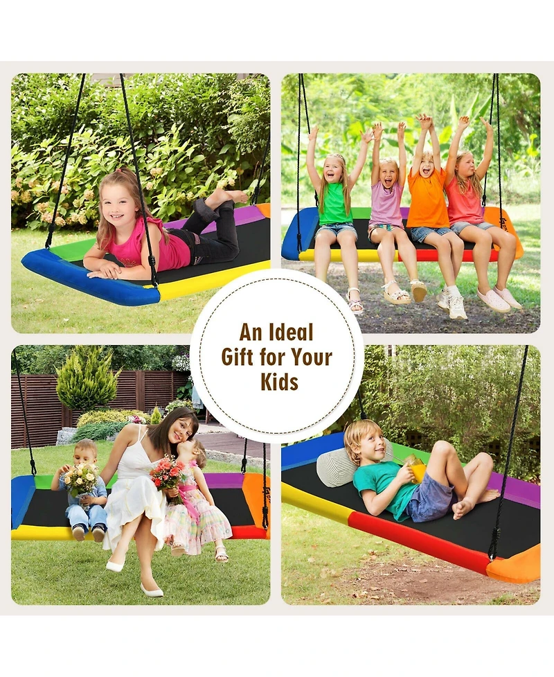 60 Inches Platform Tree Swing Outdoor with 2 Hanging Straps